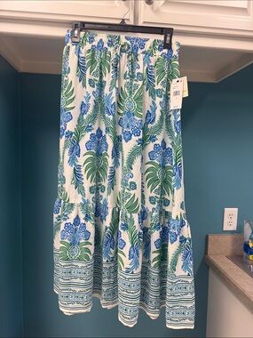 Maxi Skirt in Blue & Green Floral Print